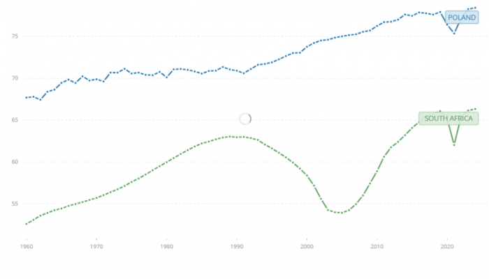 Life expectancy at birth (years)